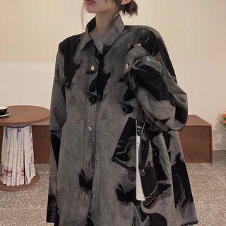 Tie-dye Print Denim Shirt Jacket