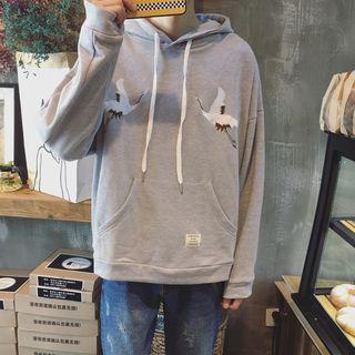 Crane Embroidered Hoodie