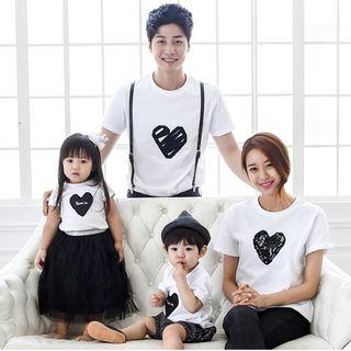 Family Matching Heart Print Short-sleeve T-shirt