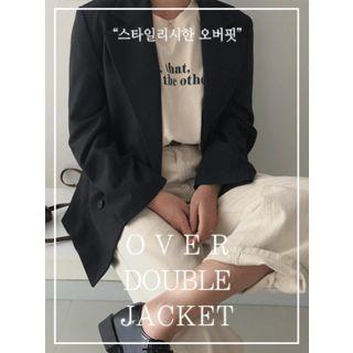 Double-breasted Loose-fit Blazer Black - One Size