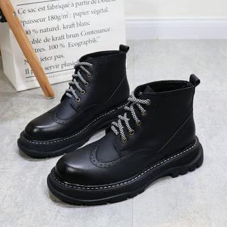 Brogue Platform Lace-up Short Boots