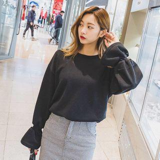 Banded Frill-sleeve Sweatshirt