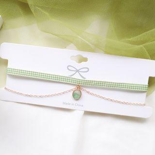 Gingham Layered Choker Choker - Green - One Size