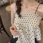 Dotted Camisole Top Polke Dot - Black & Beige - One Size
