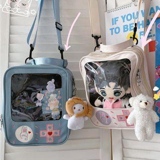 Pvc Panel Rabbit Embroidered Crossbody Bag / Bag Charm / Set