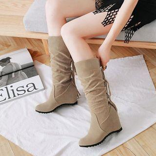 Hidden Wedge Midi Calf Boots