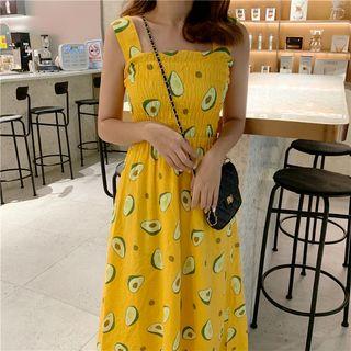 Avocado-print Pinafore Dress