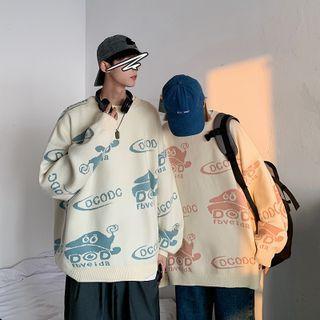 Couple Matching Print Loose-fit Sweater