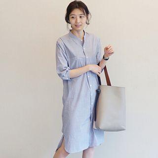 3/4-sleeve Cutout Back Shirtdress