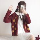 Color-bock Loose-fit Cardigan