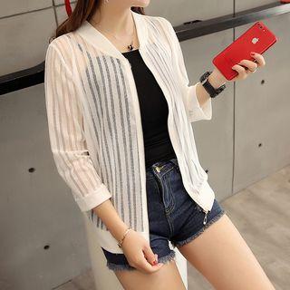 Striped 3/4-sleeve Light Jacket