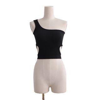 Asymmetrical Cutout Ribbed Tank Top
