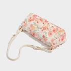 Floral Faux Leather Shoulder Bag White - One Size