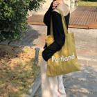 Canvas Letters Printed Tote Bag Thin - Portland - Yellow - One Size