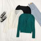 Sheer Knotted Long-sleeve Knit Top