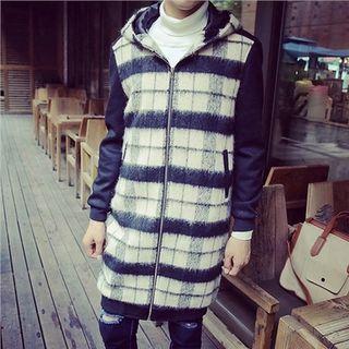 Plaid Zip Plaid Long Jacket