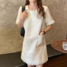 Short-sleeve Fringed Shift Dress