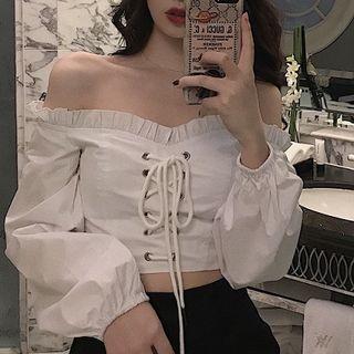 Off-shoulder Lace-up Crop Top
