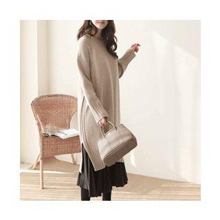 Slit-side Wool Blend Knit Dress