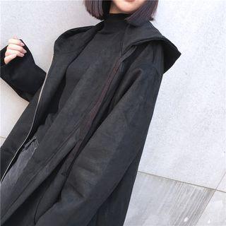 Faux-suede Loose-fit Hooded Jacket