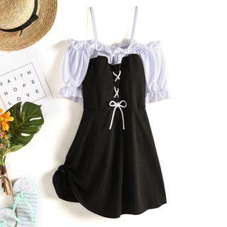 Cold-shoulder Lace Up Swimdress