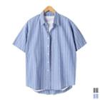 Round-hem Loose-fit Striped Shirt