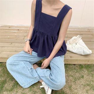 Square Neck Sleeveless Plain Top