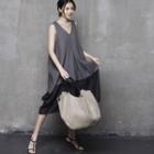 V-neck Sleeveless Color-block Dress