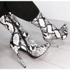 High-heel Croc Print Mid-calf Boots