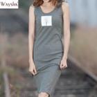 Printed Applique Tank Dress