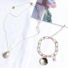 Faux Pearl Alloy Shell Pendent Necklace