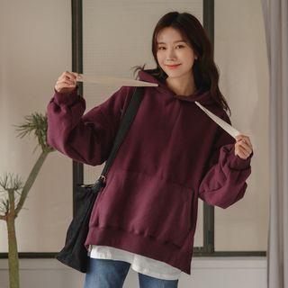 Slit-side Layered-hem Hoodie