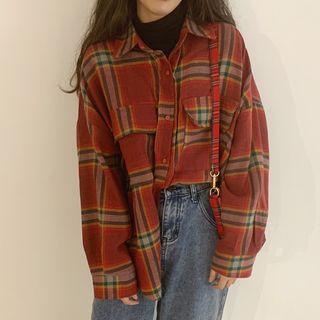 Long-sleeve Plaid Shirt Shirt - Plaid - One Size