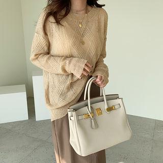 Argyle Lightweight Sweater Beige - One Size