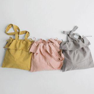 Drawstring Linen Blend Shopper Bag
