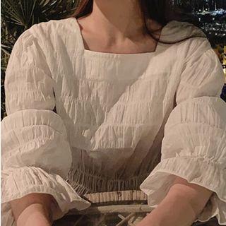 Square-neck Lantern-sleeve Blouse As Shown In Figure - One Size