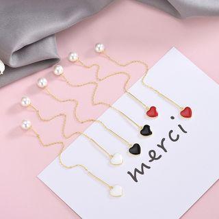 Faux Pearl Heart Drop 925 Sterling Silver Earring