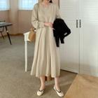 Plus Size Button-back Maxi Pleated Dress