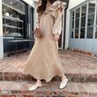 Ruffle-collar Maxi Trapeze Dress