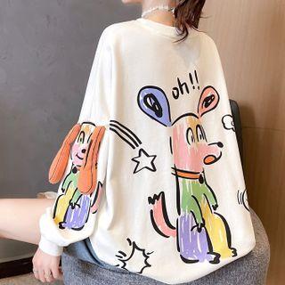 Cartoon Print Oversized Sweatshirt