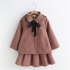 Set: Pocketed Button Coat + Plain A-line Skirt