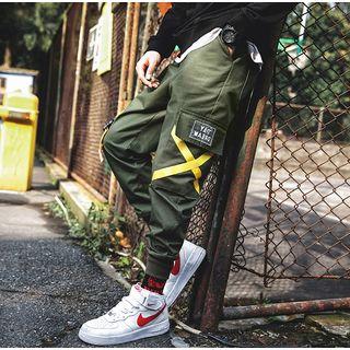 Lettering Applique Cargo Jogger Pants