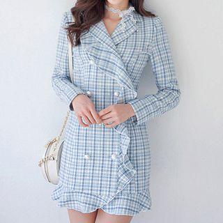 Plaid Double Breasted Sheath Dress