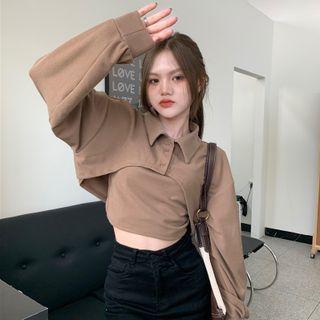 Set: Cropped Polo Sweatshirt + Camisole Top