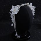 Flower Fabric Faux Pearl Headpiece White - One Size