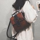 Stitched Square Faux-leather Backpack