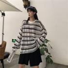 Striped Long-sleeve Knitted T-shirt