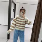 Color-block Cut-out Knit Sweater