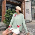 Heart Detail Slit Sweater