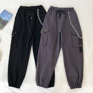 High-waist Cargo Pants With Chain